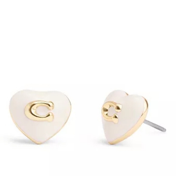 Coach Signature Enamel Heart Stud Earrings - Picture 5 of 7
